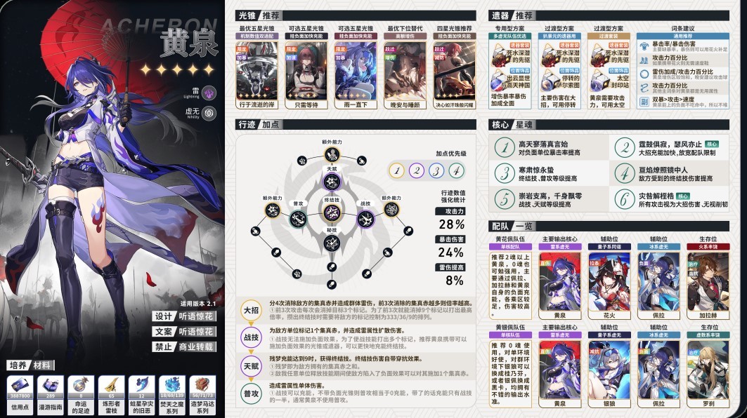 《崩坏星穹铁道》2.1上半全UP角色攻略 黄泉培养攻略