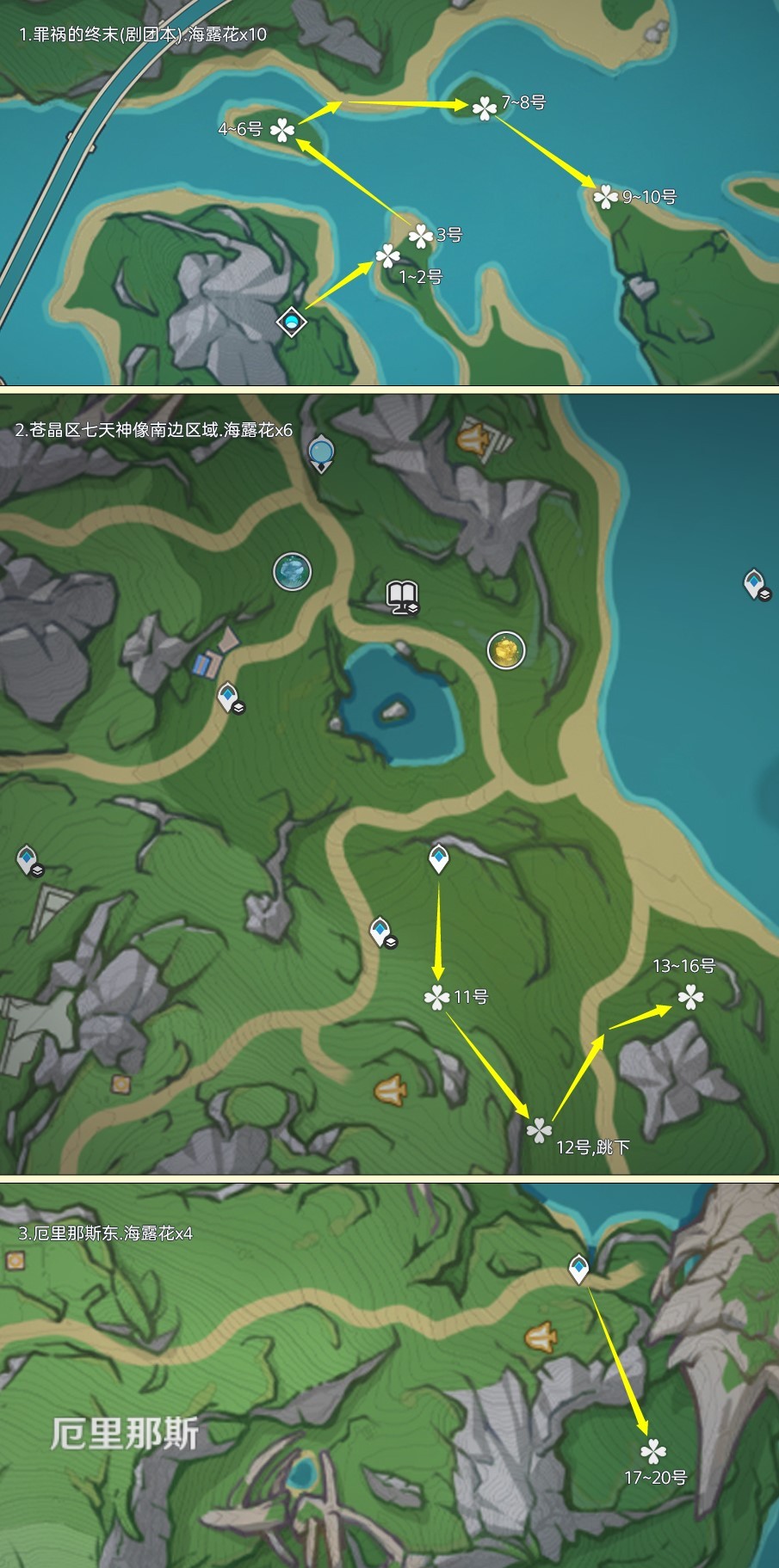 《原神》4.5“海露花”采集路线分享