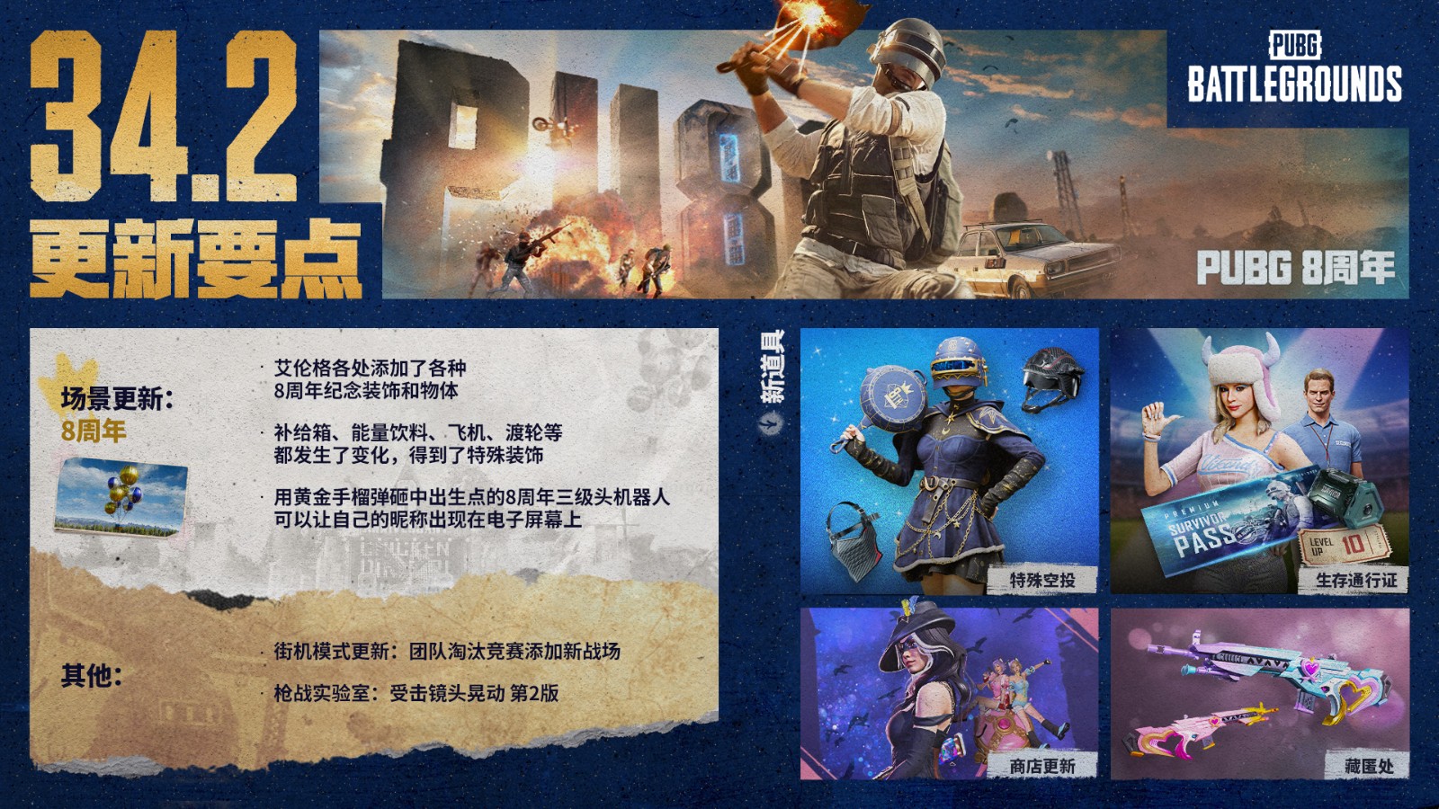 八载同行, 吃鸡有你 PUBG34.2版本更新，八周年庆典开启！