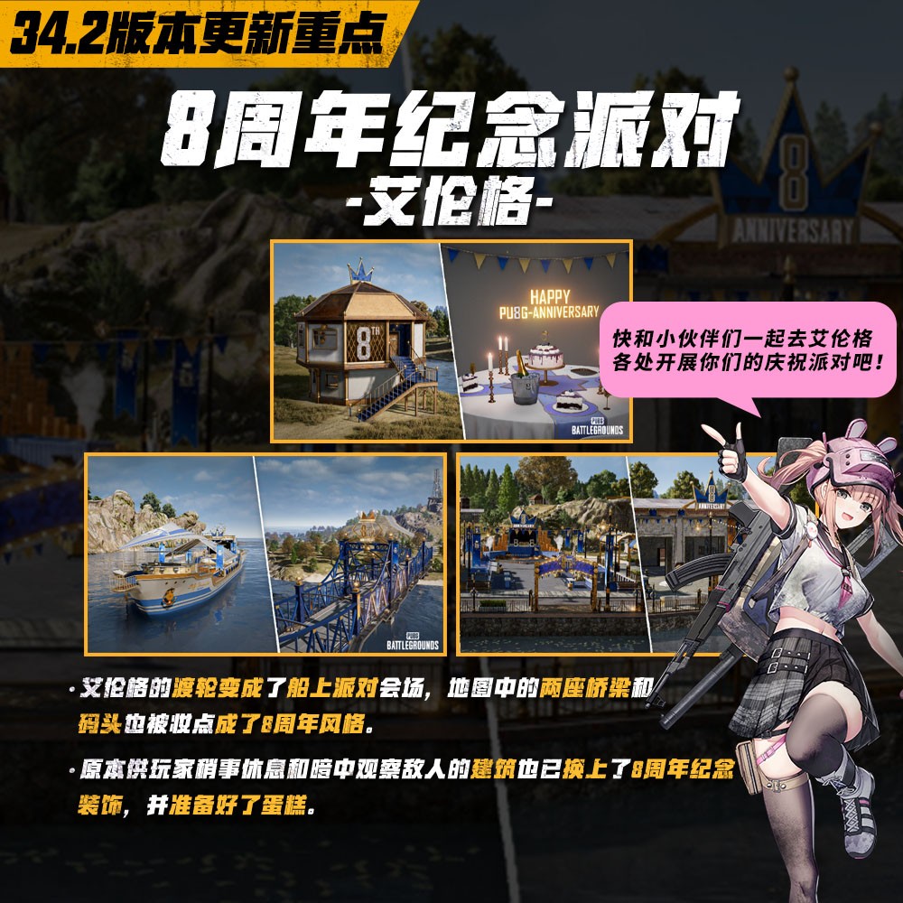 八载同行, 吃鸡有你 PUBG34.2版本更新，八周年庆典开启！