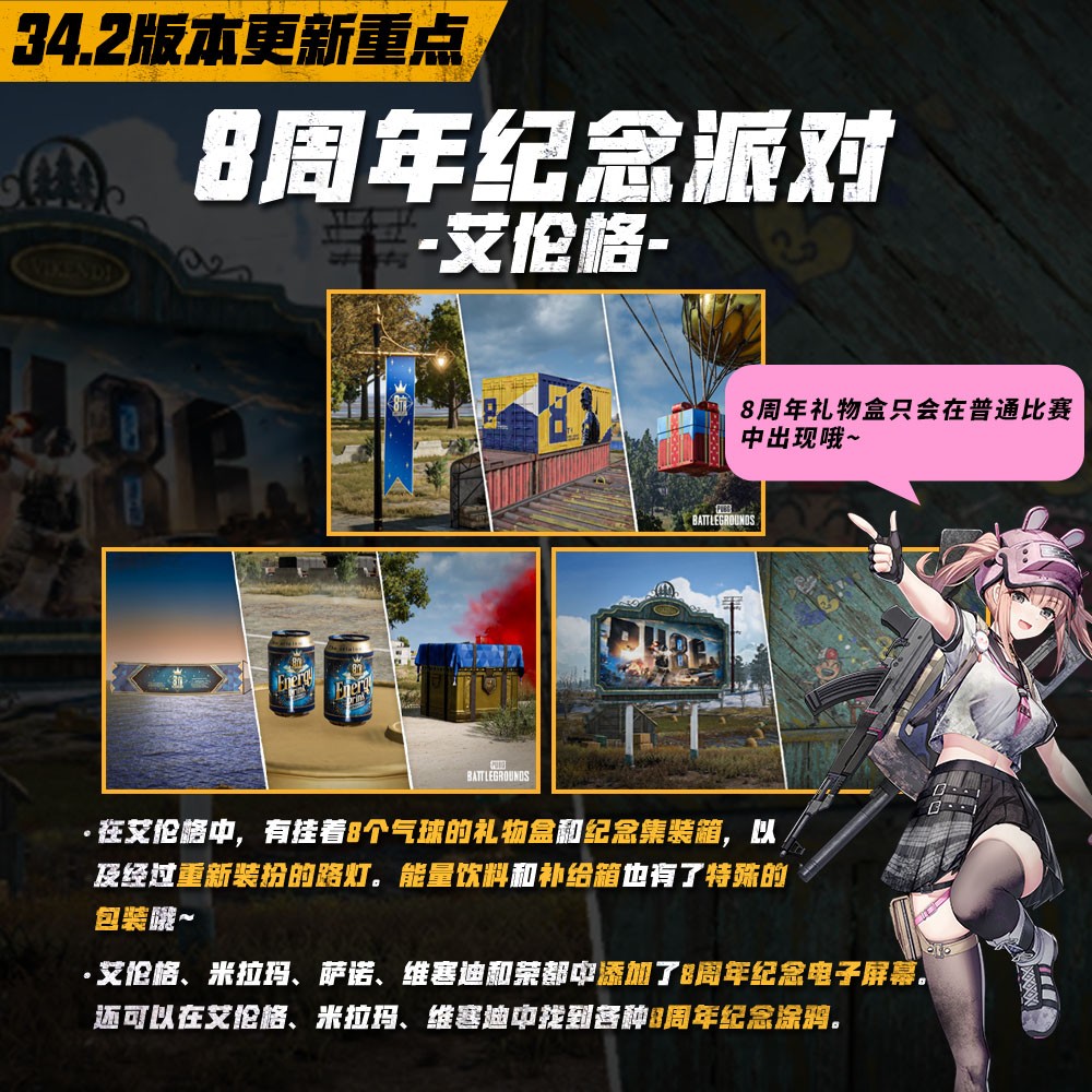 八载同行, 吃鸡有你 PUBG34.2版本更新，八周年庆典开启！