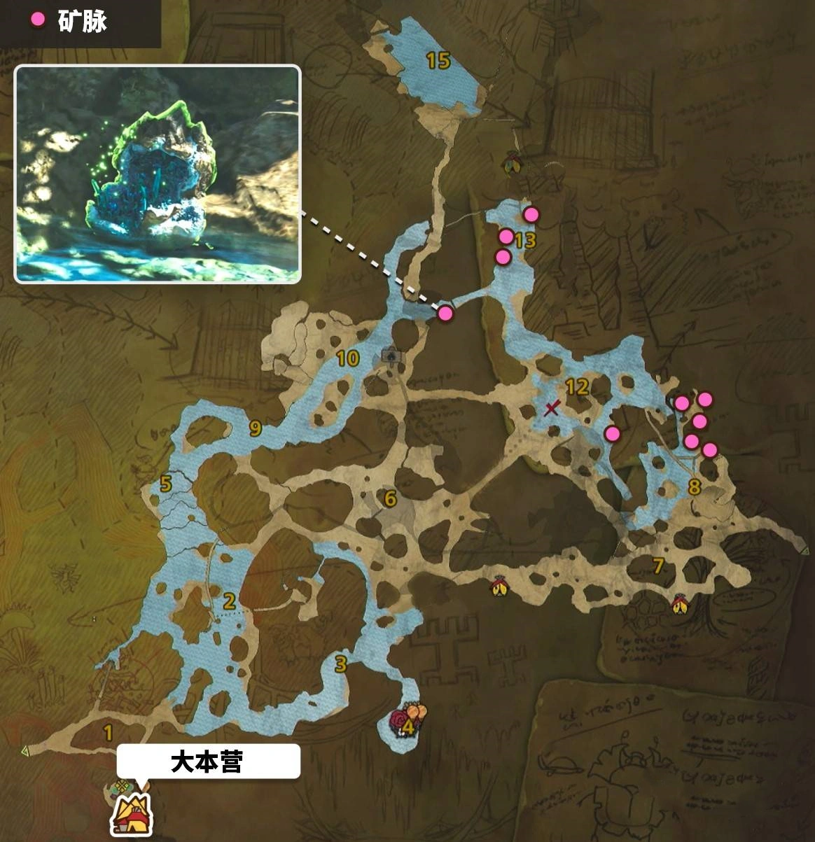 《怪物猎人荒野》“绯红森林矿脉”点位及采集路线推荐，森林矿石在哪