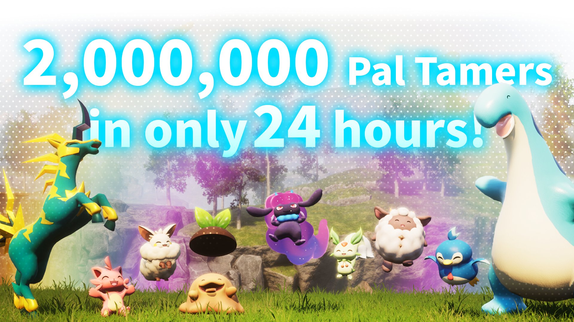 Palworld surpasses two million sales within 24 hours, with over one million concurrent players.