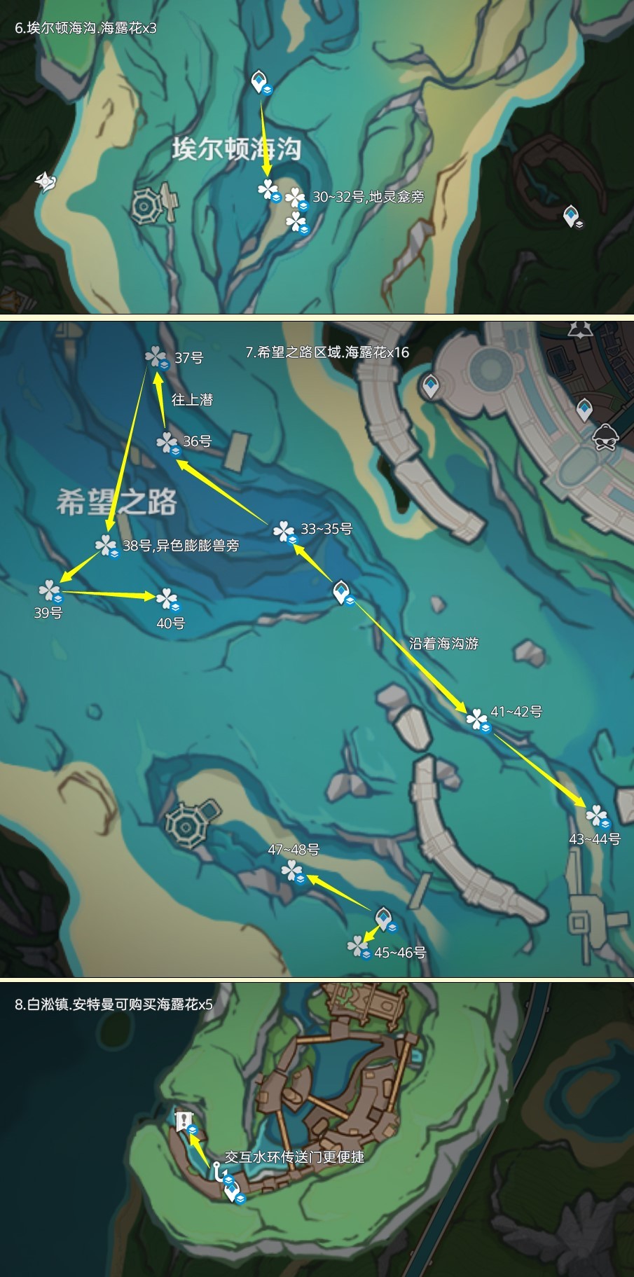 《原神》4.5“海露花”采集路线分享